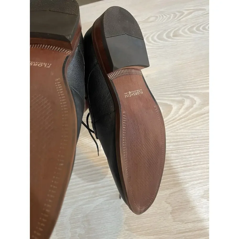 New Florsheim Black Plain Toe Lace-Up Leather Oxford Men 8 D/ 15084-001 RET $130